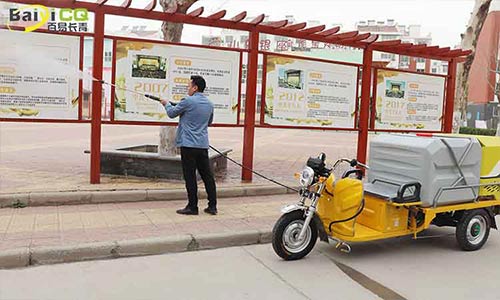 物業(yè)小型三輪高壓清洗車路面沖洗，公告欄清潔多面手